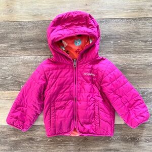 Columbia 2T Reversible Fuchsia Quilted Hooded Fleece Jacket